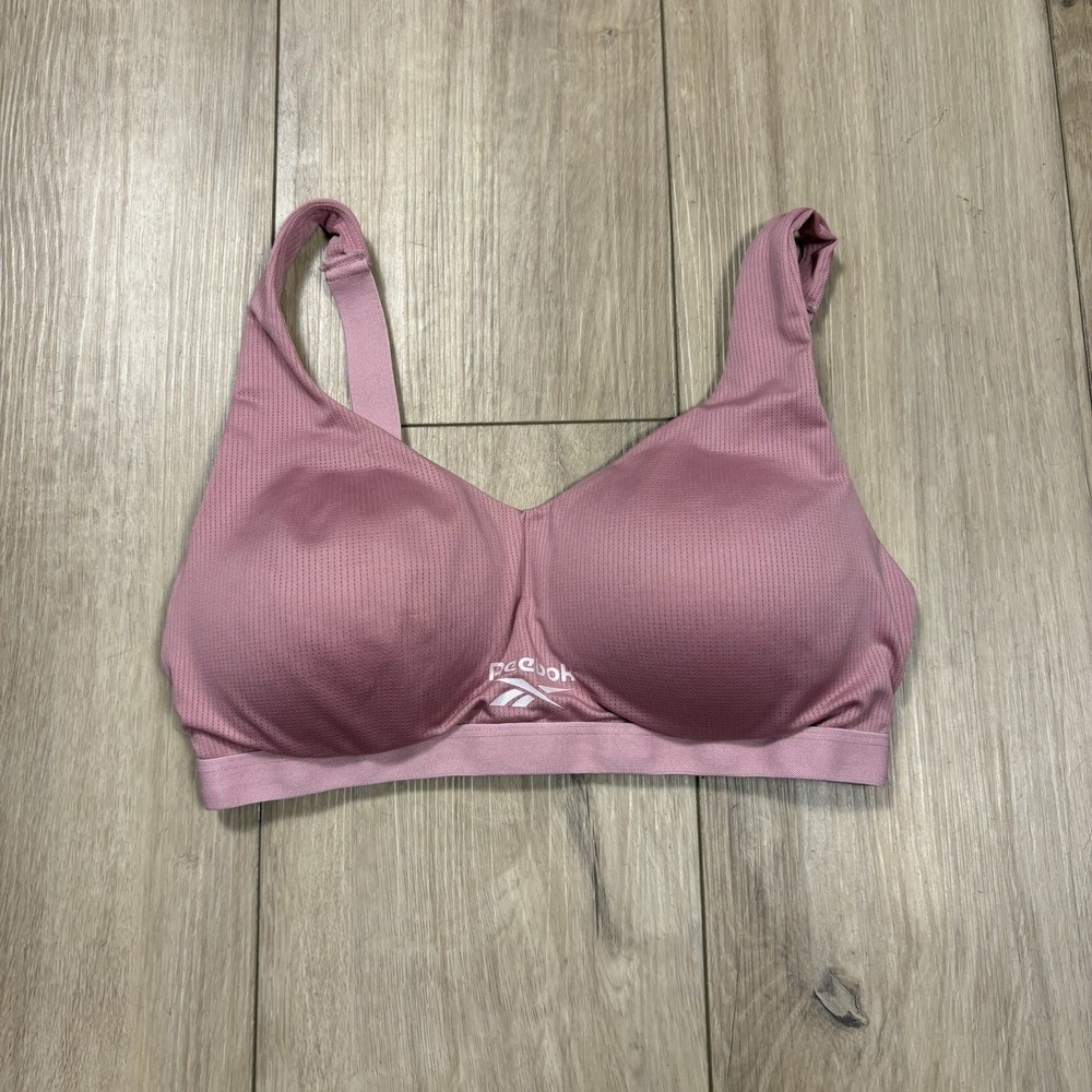 Reebok PInk Sports Bra Size Women Small‎ Padded Back Clasp Adjustable Strap